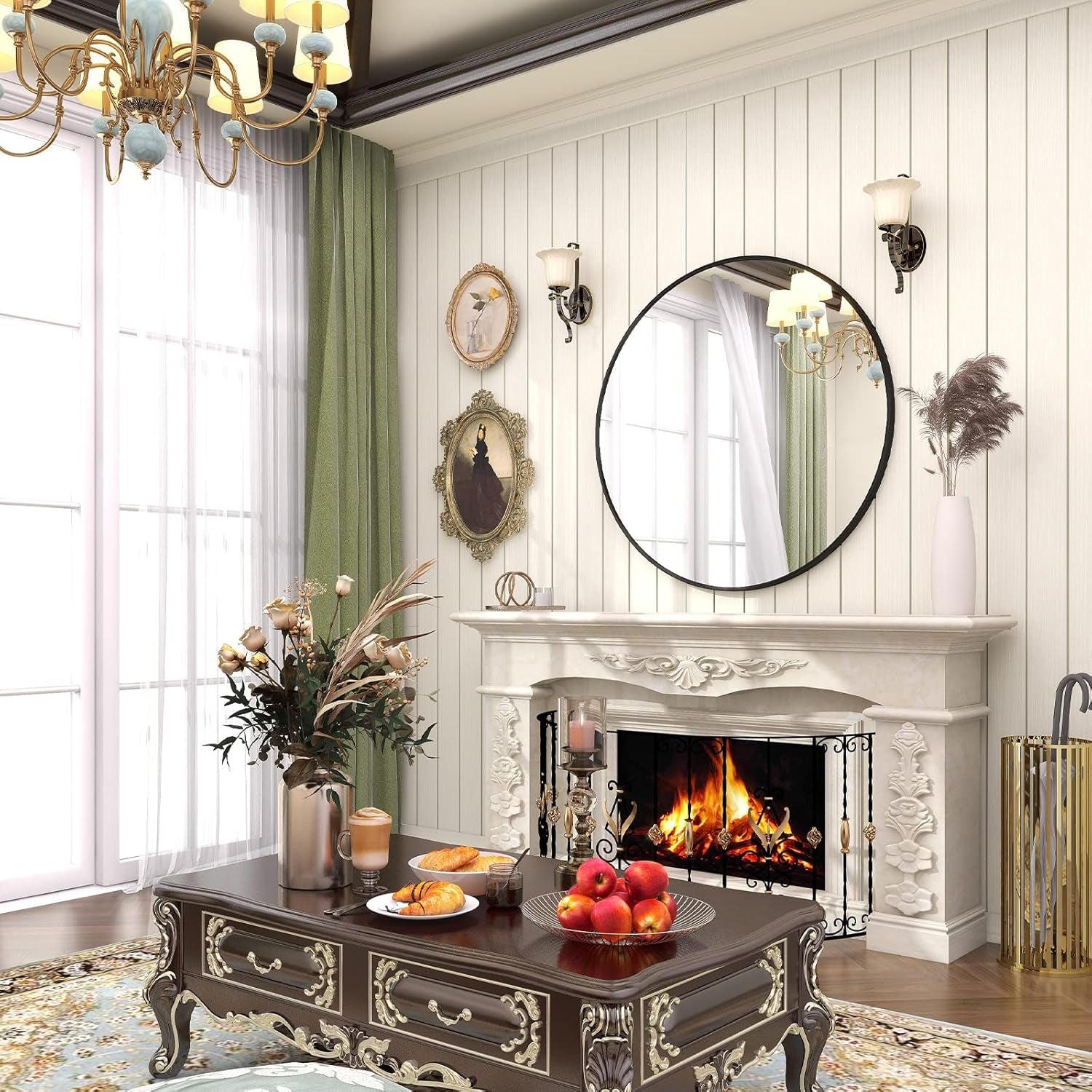 Round Black Wall Mirror 30 Inch Metal Frame