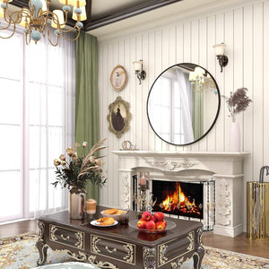 Round Black Wall Mirror 30 Inch Metal Frame