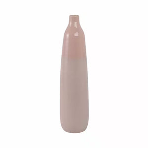 22 In. Blush Pink Ceramic Bottle Shaped Decorative Vase