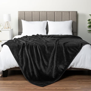 Cozy Black Fleece Blanket Queen 90x90 Inch