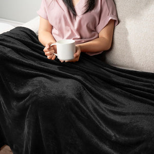 Cozy Black Fleece Blanket Queen 90x90 Inch