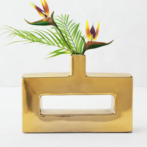 Gold Ceramic Flower Vase