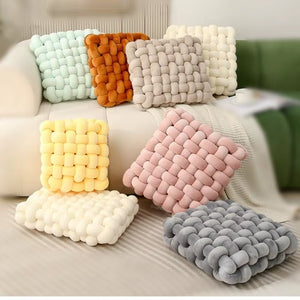 Hand Woven Knot Cushion Plush Throw Pillow
