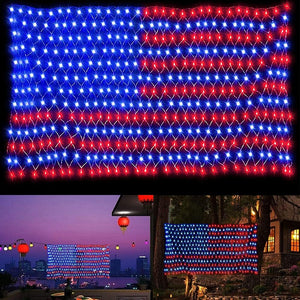 Super Bright Waterproof American Flag Net Lights - 420 LED String Lights for Independence Day, Home, Yard, and Garden Patio Holiday Decorations