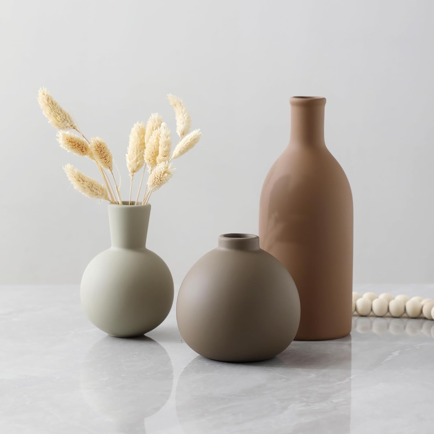 Rustic Ceramic Vase Set of 3 Pottery