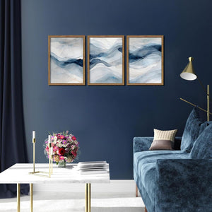 Navy Blue Abstract Wall Art Framed