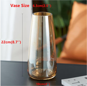 Amber Crystal Glass Vase Modern Decor