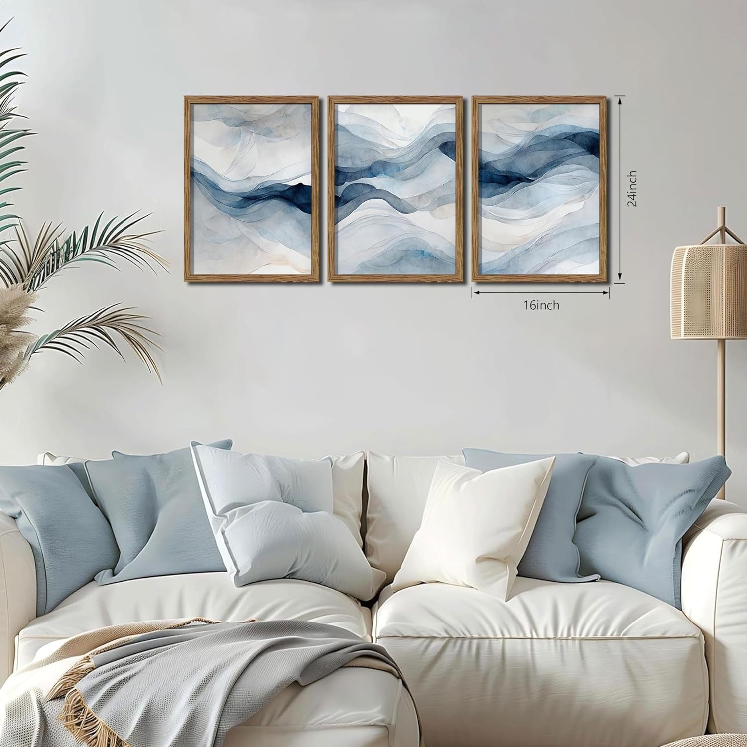 Navy Blue Abstract Wall Art Framed