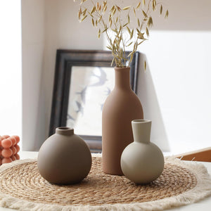 Rustic Ceramic Vase Set of 3 Pottery
