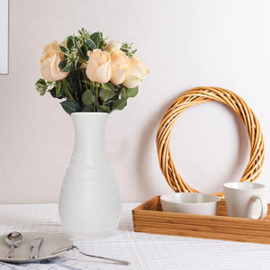 Nordic Round Plastic Vases Set of 2 Sleek White