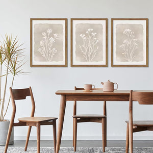 Boho Botanical Wall Art Set of 3 Framed