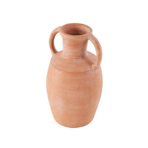 16 In. Orange Terracotta Jug Ceramic Decorative Vase with Handles