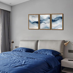 Navy Blue Abstract Wall Art Framed