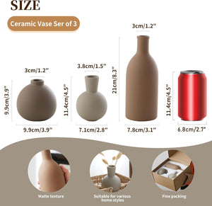 Rustic Ceramic Vase Set of 3 Pottery