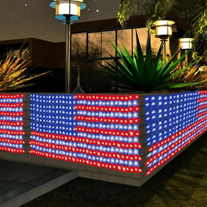 Super Bright Waterproof American Flag Net Lights - 420 LED String Lights for Independence Day, Home, Yard, and Garden Patio Holiday Decorations