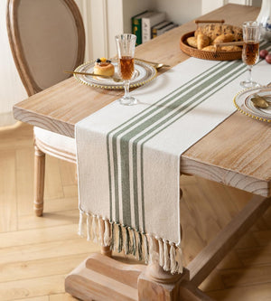 Boho Table Runner with Tassels 13x90 Inch