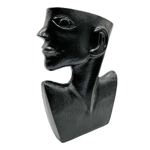 14.5 In. Decorative Metal Abstract Face Vase in Black