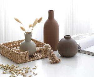 Rustic Ceramic Vase Set of 3 Pottery