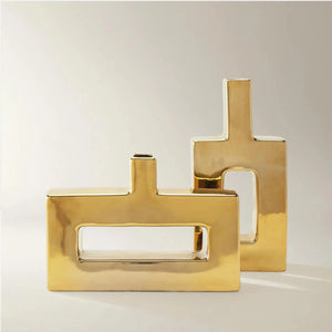 Gold Ceramic Flower Vase