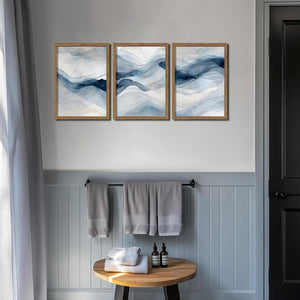 Navy Blue Abstract Wall Art Framed