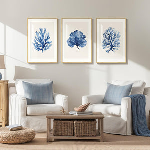 Coral Watercolor Wall Art Set of 3 Framed
