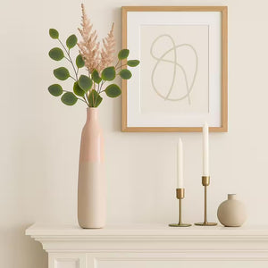 22 In. Blush Pink Ceramic Bottle Shaped Decorative Vase