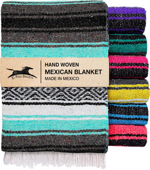 Mexican Yoga Blanket – Cool Mint & Gray