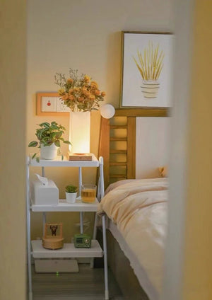 Dimmable Flower Vase beside Decorative Table Lamp for Rustic Home
