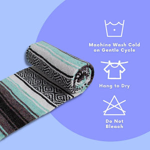 Mexican Yoga Blanket – Cool Mint & Gray