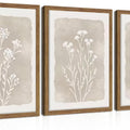 Boho Botanical Wall Art Set of 3 Framed