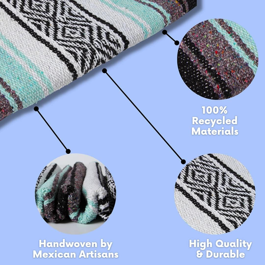 Mexican Yoga Blanket – Cool Mint & Gray