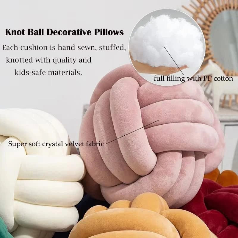 Hand Woven Knot Ball Throw Pillow  
