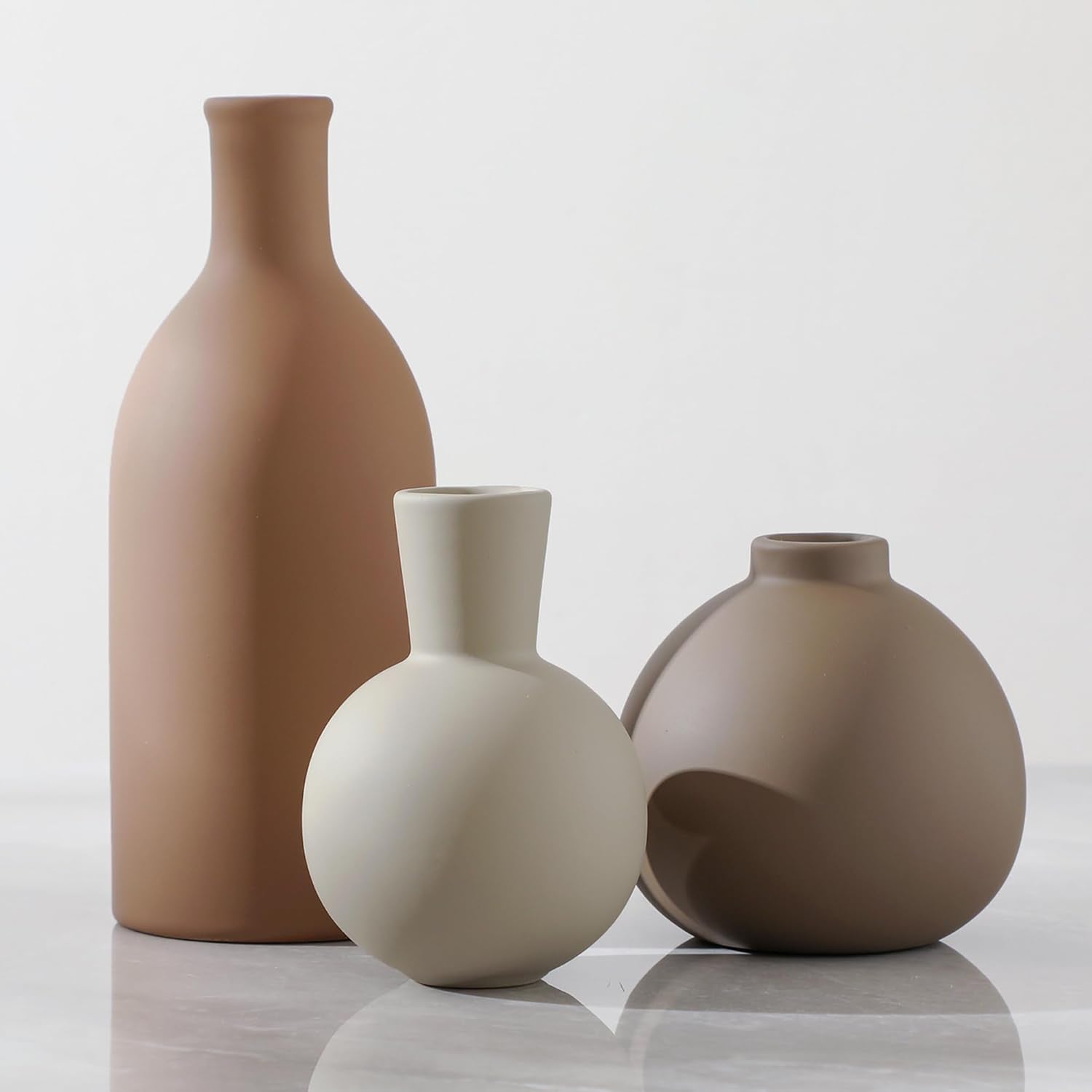 Rustic Ceramic Vase Set of 3 Pottery