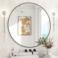 Round Black Wall Mirror 30 Inch Metal Frame