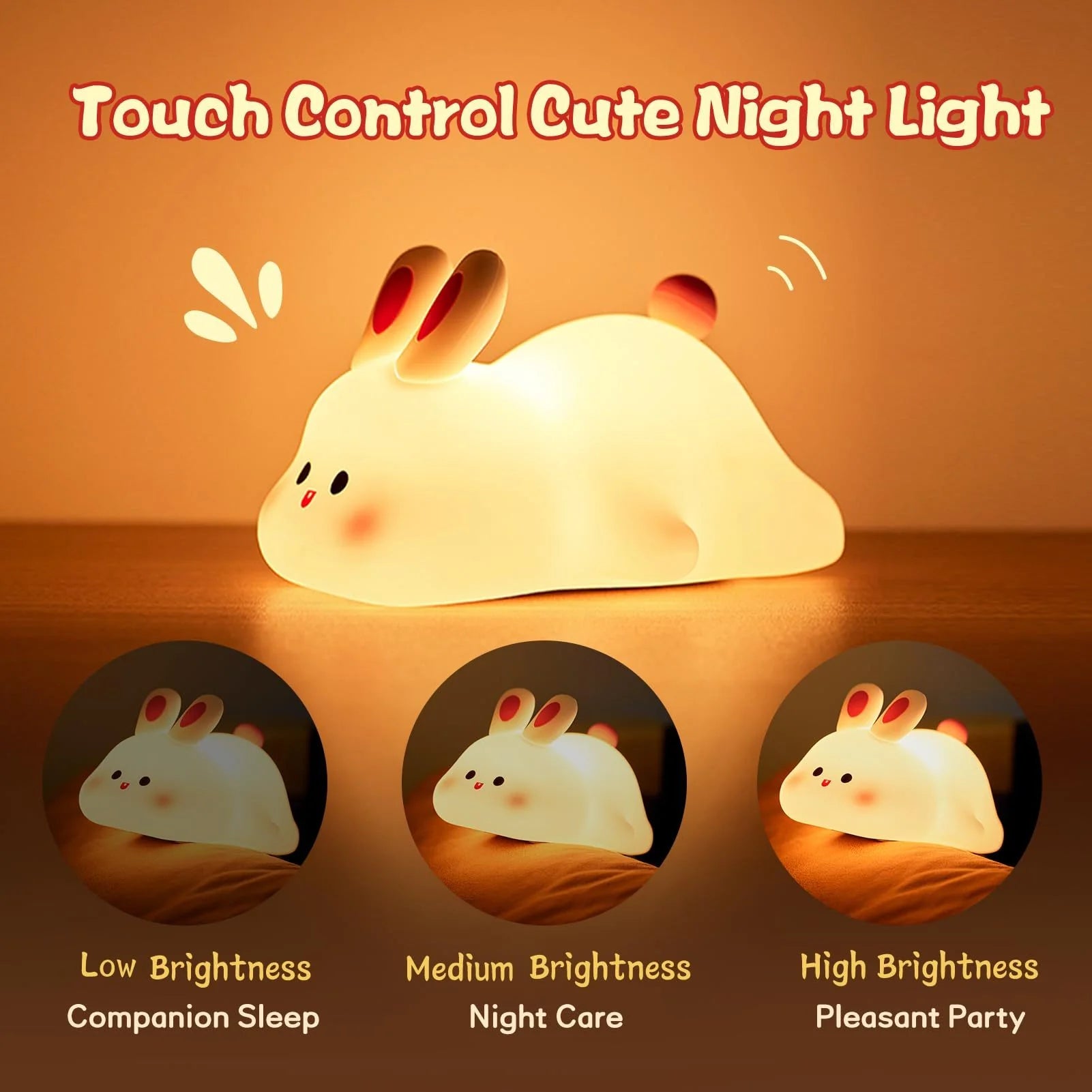 Cute Rabbit Night Light Silicone for Kids