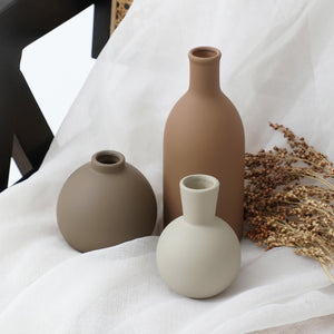 Rustic Ceramic Vase Set of 3 Pottery