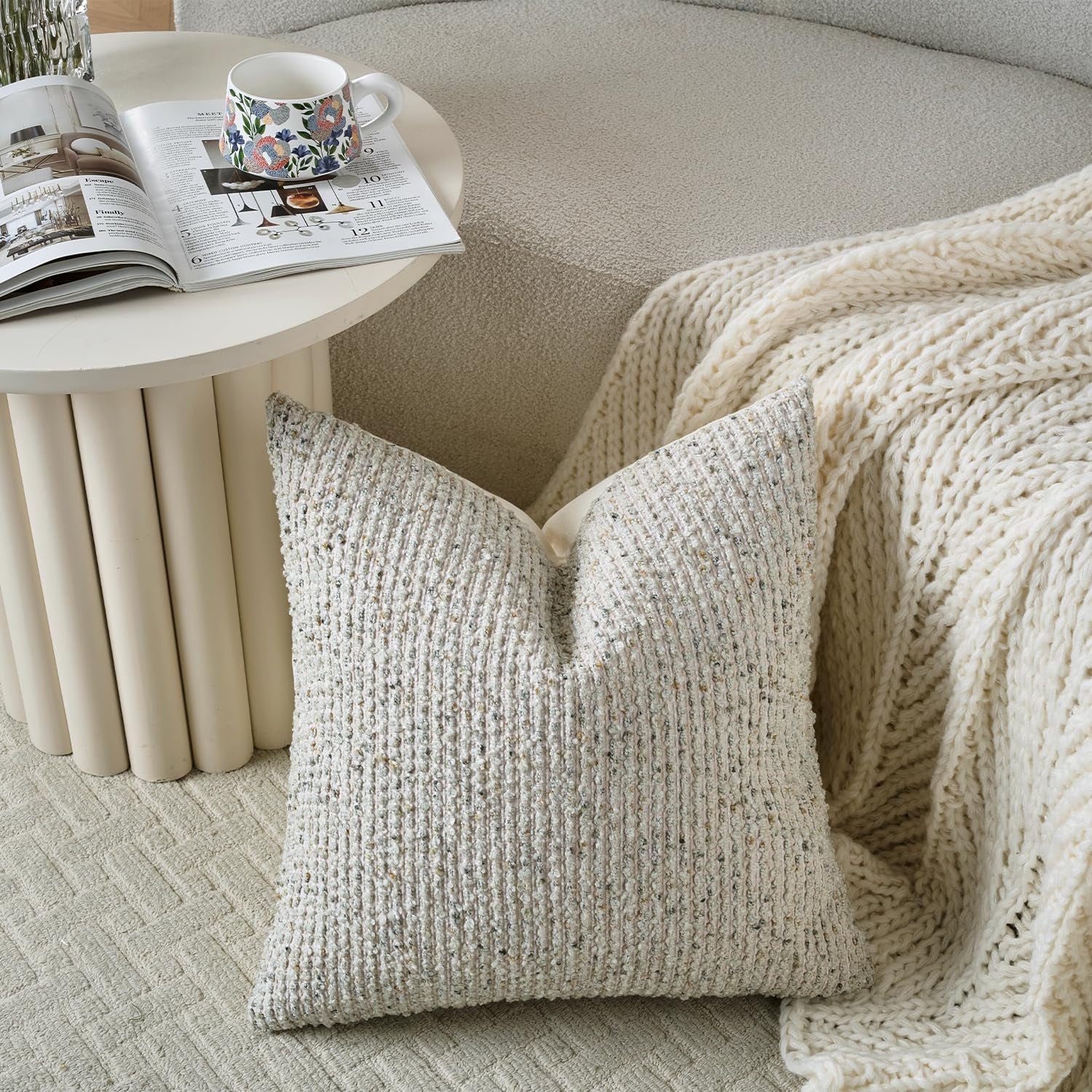 Striped Boucle Throw Pillow Covers Set of 2