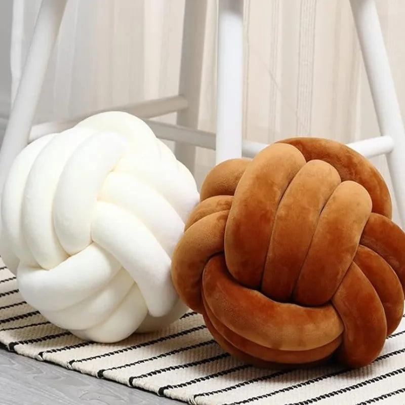 Hand Woven Knot Ball Throw Pillow  