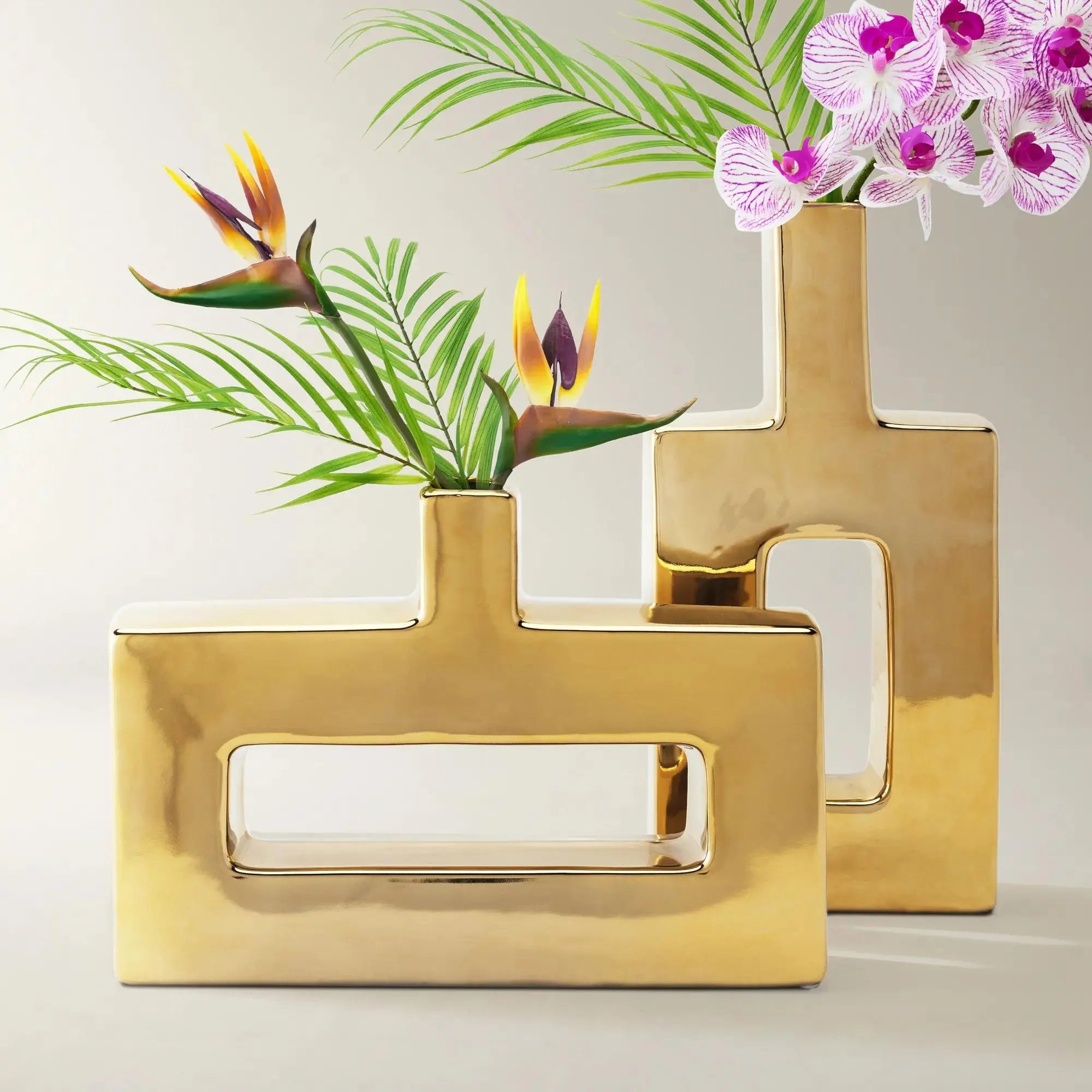 Gold Ceramic Flower Vase