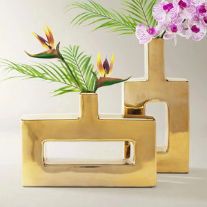 Gold Ceramic Flower Vase