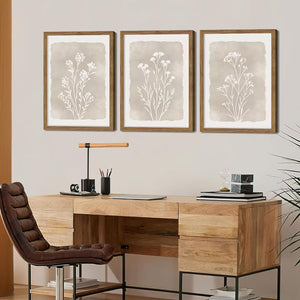 Boho Botanical Wall Art Set of 3 Framed