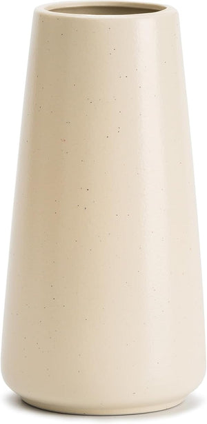 Beige Ceramic Vase 8 Inch Boho Decor
