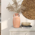 16 In. Orange Terracotta Jug Ceramic Decorative Vase with Handles