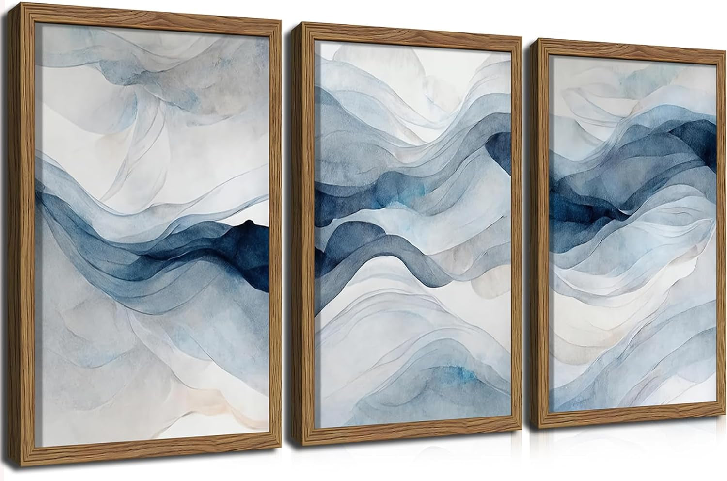 Navy Blue Abstract Wall Art Framed