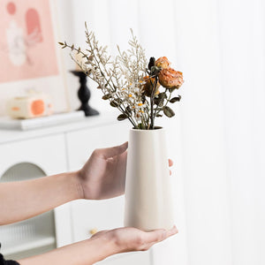 Beige Ceramic Vase 8 Inch Boho Decor