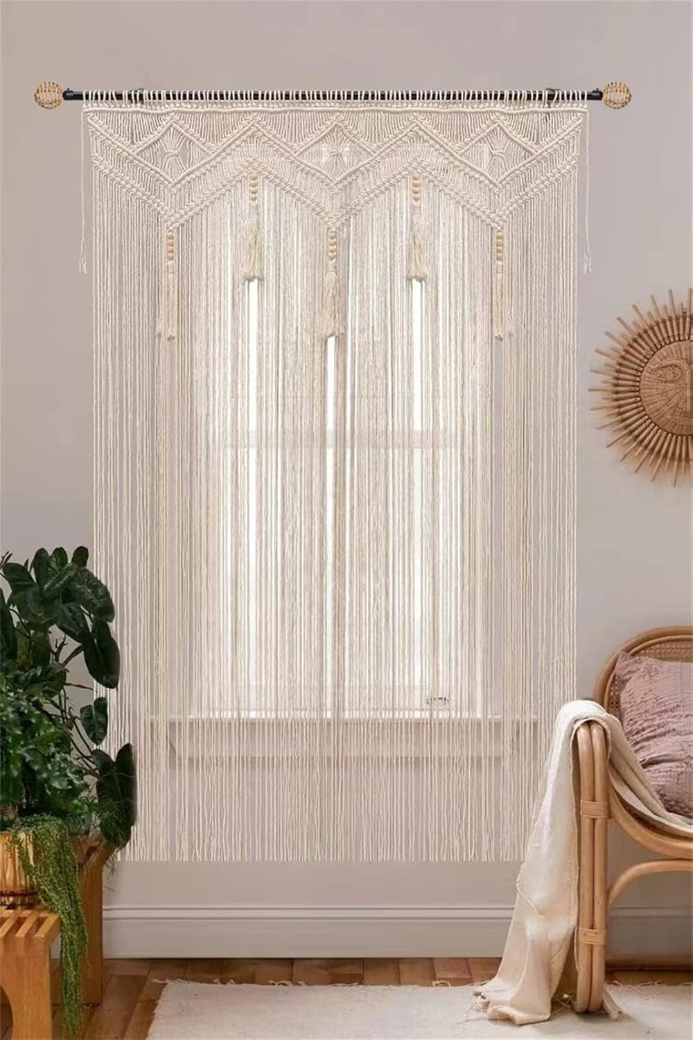 Boho Macrame Curtain Panel 52x72 Inch
