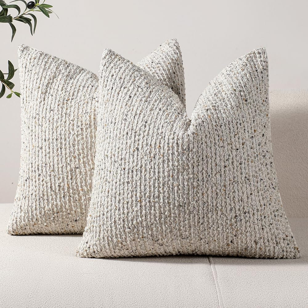 Striped Boucle Throw Pillow Covers Set of 2