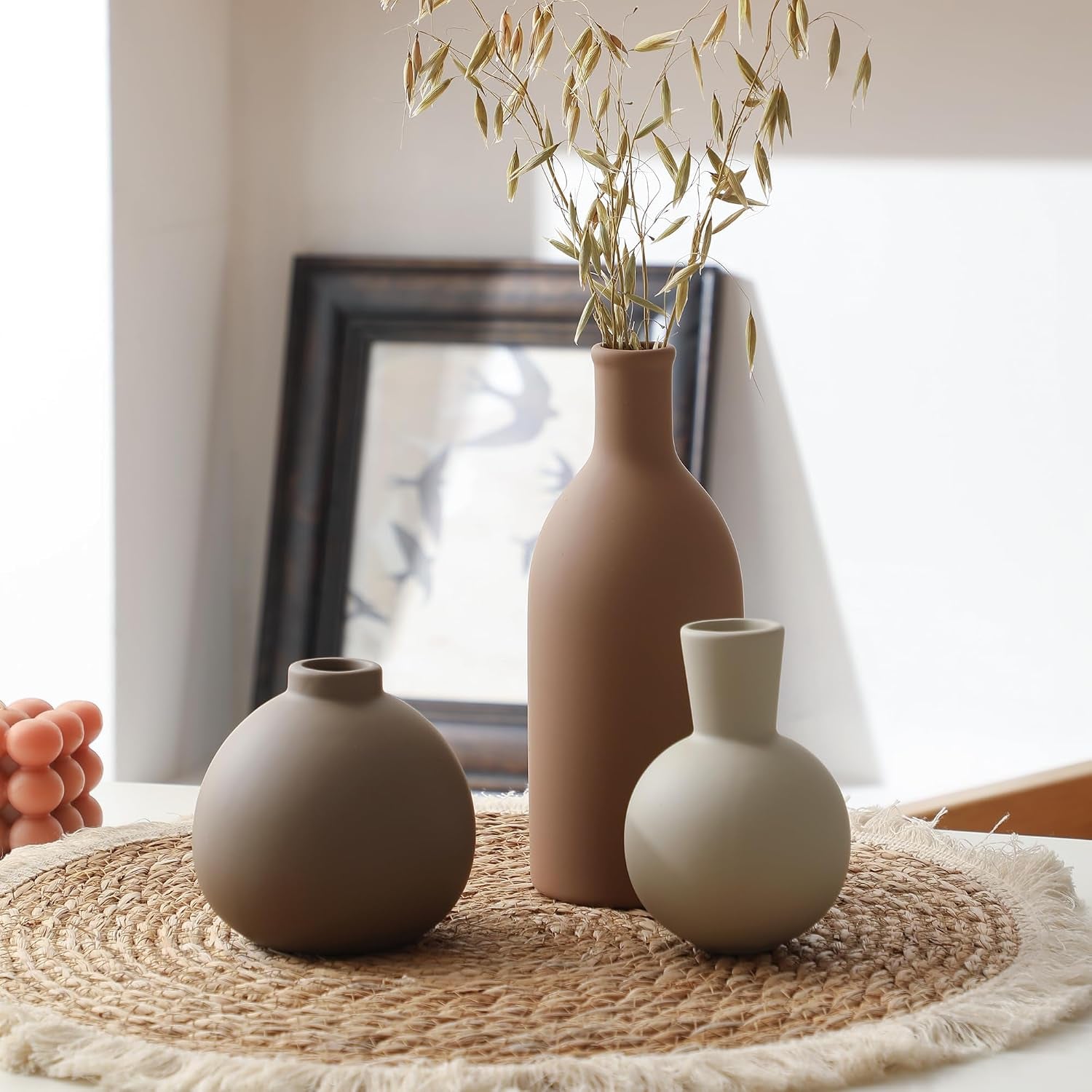 Rustic Ceramic Vase Set of 3 Pottery
