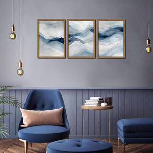 Navy Blue Abstract Wall Art Framed