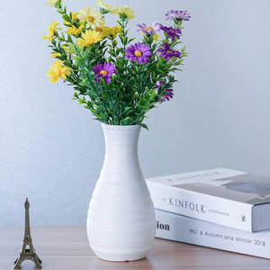 Nordic Round Plastic Vases Set of 2 Sleek White